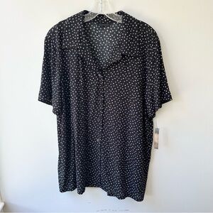 Courtenay women’s linen blend short sleeved button down blouse